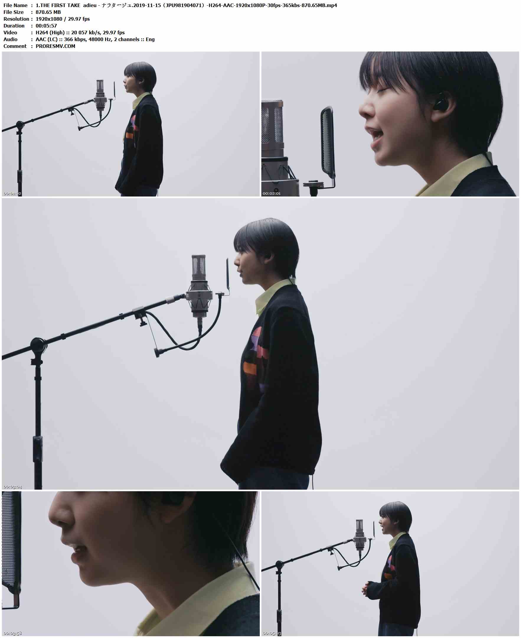 1.THE FIRST TAKE adieu - ナラタージュ.2019-11-15（JPU981904071）-H264-AAC-1920x1080P-30fps-365kbs-870.65MB官方MV_高清MV